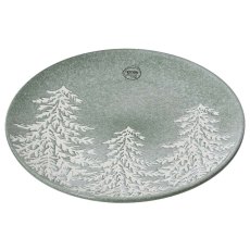 Reactive Glaze Stoneware Breakfast/Side Plate With Embossed Tree Green 20cm Reactive Glaze Stoneware Breakfast/Side Plate With Embossed Tree Green 20cm