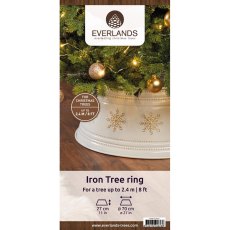 Iron Tree Ring With Snowflakes White & Gold 57cm