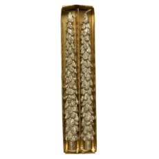 Wax Christmas Tree Dinner Candle With Glitter Gold 26cm