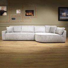 Julian 4+ Seater Curved Corner Sofa Arm LHF Fabric Ash Grey Julian 4+ Seater Curved Corner Sofa Arm LHF Fabric Ash Grey
