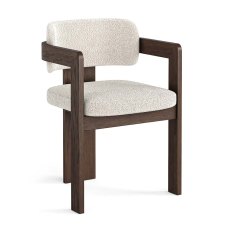 Cali Dining Chair Walnut & Boucle Fabric Off White Cali Dining Chair Walnut & Boucle Fabric Off White