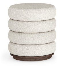 Cali Footstool Walnut & Boucle Fabric Off White Cali Footstool Walnut & Boucle Fabric Off White
