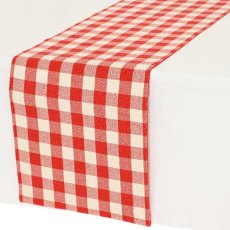 Table Runner Check Red & White 150cm x 40cm Table Runner Check Red & White 150cm x 40cm