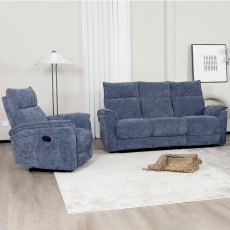 Allegra Manual Reclining Armchair Fabric Blue