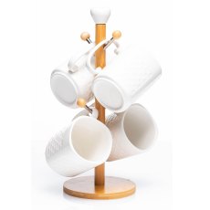 Ceramic 4 Piece Mug Set & Stand White Ceramic 4 Piece Mug Set & Stand White