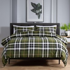 Fergus Brushed Cotton Check Duvet Cover Set Green (Multiple Sizes) Fergus Brushed Cotton Check Duvet Cover Set Green (Multiple Sizes)