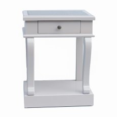Lucy Scroll 1 Drawer Side/Lamp Table Grey & Mirror