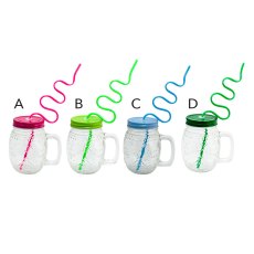 Glass Jar With Lid & Straw (Choice of 4) Glass Jar With Lid & Straw (Choice of 4)
