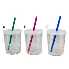 Glass With Lid & Straw (Choice of 3) Glass With Lid & Straw (Choice of 3)