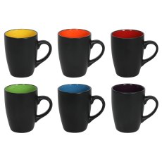 Matt Black Mug With Colour (Set Of 6) Matt Black Mug With Colour (Set Of 6)
