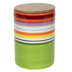 Storage Jar With Bamboo Lid Multicoloured 16.5cm Storage Jar With Bamboo Lid Multicoloured 16.5cm
