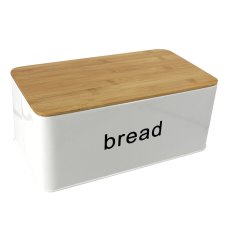 Bread Bin With Bamboo Lid White Bread Bin With Bamboo Lid White
