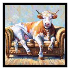 Cows Day Off 84.5cm x 84.5cm Picture By Leon Devenice Black Frame Cows Day Off 84.5cm x 84.5cm Picture By Leon Devenice Black Frame