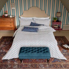 Floral Scallop King Duvet Cover Set Blue & Red