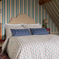 Floral Scallop King Duvet Cover Set Blue & Red