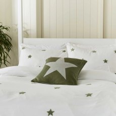 Long Island Tufted Star Reversible Double Duvet Cover Set White & Green