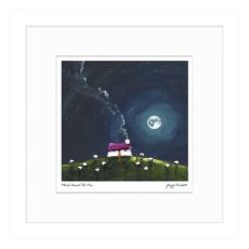 Flock Round The Fire 33.5cm x 33.5cm Picture By Geoff Backett White Frame Flock Round The Fire 33.5cm x 33.5cm Picture By Geoff Backett White Frame