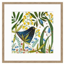 Blackbird in Hedgerow 42cm x 42cm Picture By Soft Fields Beige Frame Blackbird in Hedgerow 42cm x 42cm Picture By Soft Fields Beige Frame