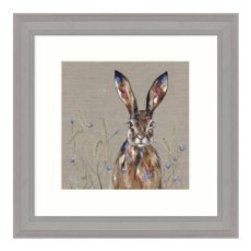 Hare & Barley 35cm x 35cm Picture By Louise Luton Grey Frame Hare & Barley 35cm x 35cm Picture By Louise Luton Grey Frame
