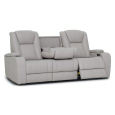Jungfrau 3 Seater Electric Reclining Sofa With Pull Down Tray Faux Suede Stone Jungfrau 3 Seater Electric Reclining Sofa With Pull Down Tray Faux Suede Stone