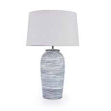 Afina Lamp Blue & White Base With White Linen Shade Afina Lamp Blue & White Base With White Linen Shade
