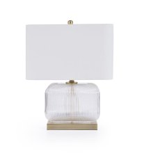 Isaac Table Lamp Glass Base With White Linen Shade Isaac Table Lamp Glass Base With White Linen Shade