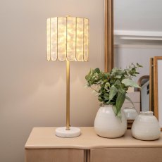 Mother Of Pearl Buffet Table Lamp Gold Stem Base With Pearl Shade