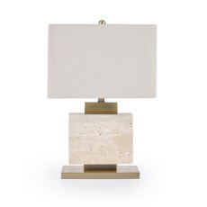 Adak Table Lamp Cream Marble Base With White Shade Adak Table Lamp Cream Marble Base With White Shade