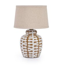 Salina Table Lamp White & Burnt Orange Base With Beige Shade Salina Table Lamp White & Burnt Orange Base With Beige Shade