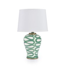 Julie Table Lamp White & Green Base With White Shade Julie Table Lamp White & Green Base With White Shade