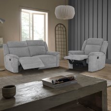Ronda 2 Seater Manual Reclining Sofa Fabric Grey