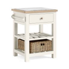 York 1 Drawer + 2 Shelf Small Kitchen Island Coconut White