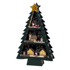 LED Christmas Scene In Wooden Tree 55cm LED Christmas Scene In Wooden Tree 55cm