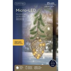 Micro LED Pinecone Decoration With Fir 21cm