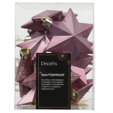Shatterproof Star Baubles Vintage Pink In Box 12.3cm (Set Of 12)