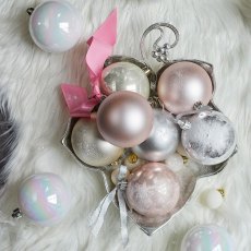 Shatterproof Baubles Pearl With Glitter In Tube 10cm (Set of 26)
