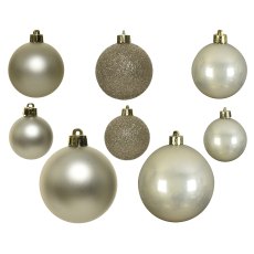 Shatterproof Baubles Pearl With Glitter In Box 10cm (Set of 26)