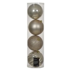 Shatterproof Baubles Pearl In Tube 14cm (Set of 4)