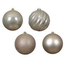 Shatterproof Baubles Pearl In Tube 14cm (Set of 4)
