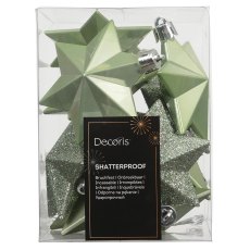 Shatterproof Star Baubles Matcha Green In Box 12.3cm (Set Of 12)