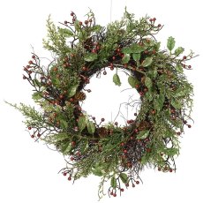 Berry Glitter Wreath With Pinecones 40cm