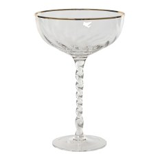 Champagne Saucer With Gold Rim & Spiral Stem 17.5cm Champagne Saucer With Gold Rim & Spiral Stem 17.5cm