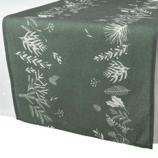 Table Runner With Plant Print Green 40cm x 140cm