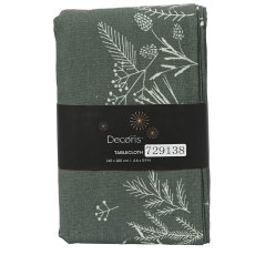 Tablecloth With Plant Print Green 240cm x 140cm