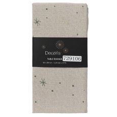 Tablerunner With Snowflake Print Natural 40cm x 140cm