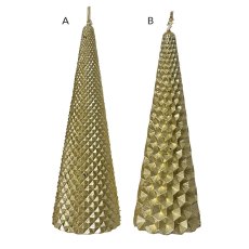 Wax Cone Candle With Glitter Light Gold 15cm (Choice of 2) Wax Cone Candle With Glitter Light Gold 15cm (Choice of 2)