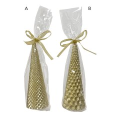 Wax Cone Candle With Glitter Light Gold 15cm (Choice of 2) Wax Cone Candle With Glitter Light Gold 15cm (Choice of 2)