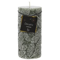 Wax Pillar Candle With Embossed Leaf Design 15cm (Multiple Colours)