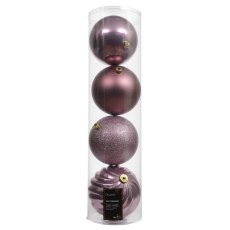 Shatterproof Baubles Vintage Pink In Tube 14cm (Set Of 4)