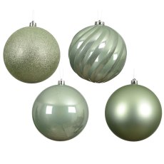 Shatterproof Baubles Matcha Green In Tube 14cm (Set Of 4)